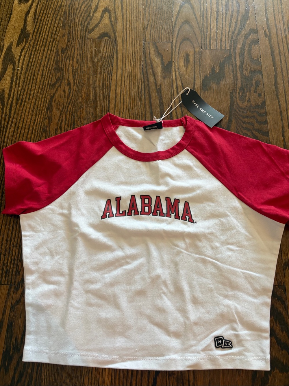 Hype and vice university of Alabama baby tee Tee in White & Crimson